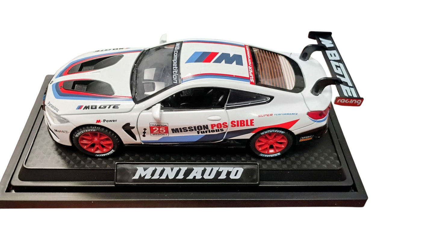 AUTO METALOWE MEGA TURBO RACER 17CM SPORTOWY BOLID LED I DŹWIĘK E2543 EMAJ