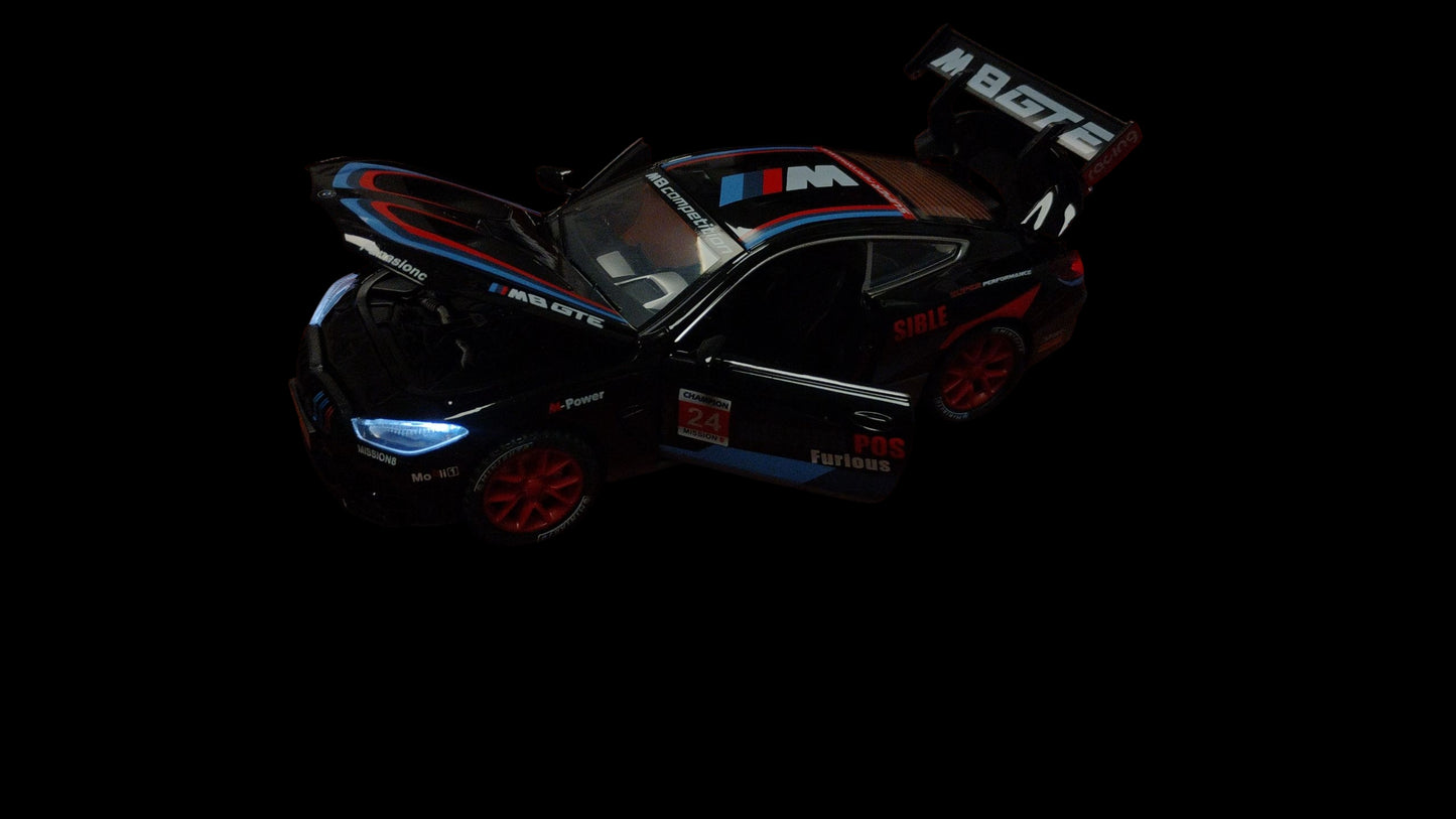 AUTO METALOWE MEGA TURBO RACER 17CM SPORTOWY BOLID LED I DŹWIĘK E2543 EMAJ