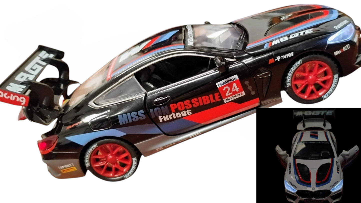 AUTO METALOWE MEGA TURBO RACER 17CM SPORTOWY BOLID LED I DŹWIĘK E2543 EMAJ