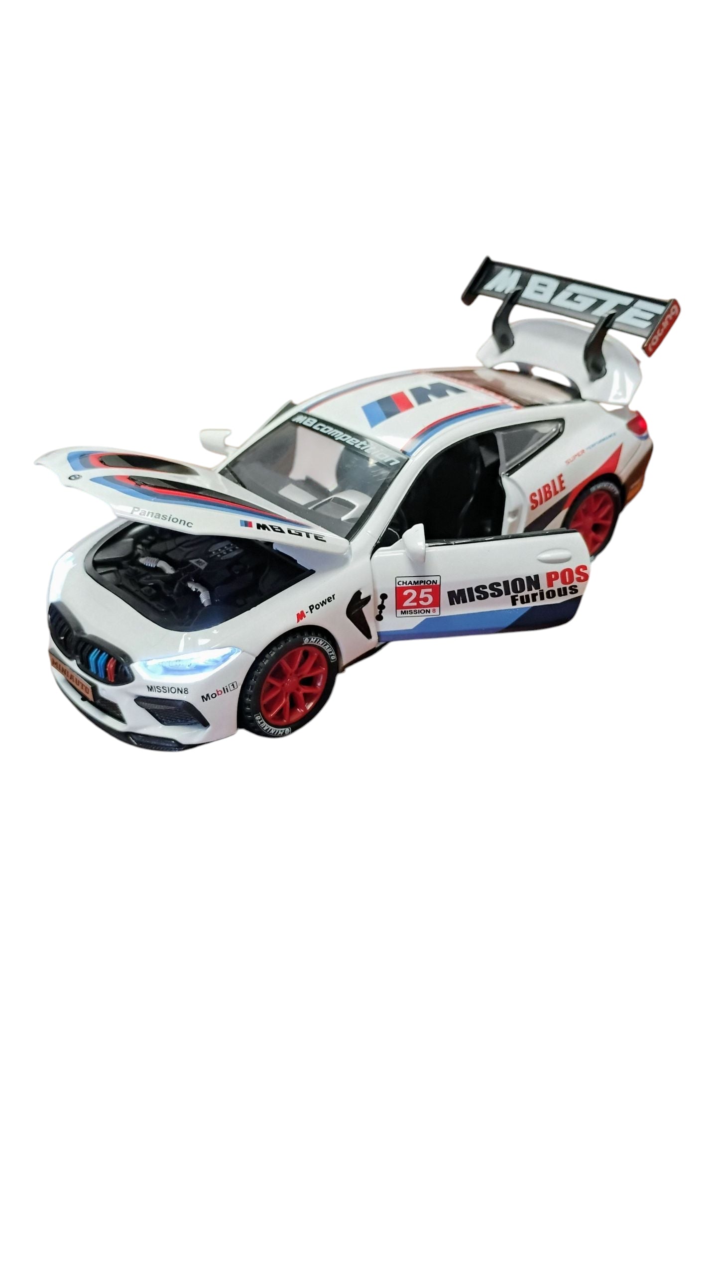 AUTO METALOWE MEGA TURBO RACER 17CM SPORTOWY BOLID LED I DŹWIĘK E2543 EMAJ