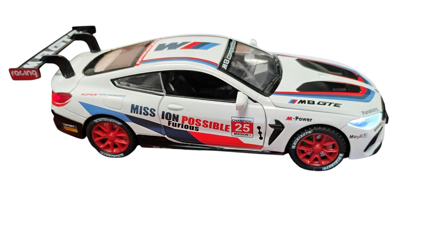 AUTO METALOWE MEGA TURBO RACER 17CM SPORTOWY BOLID LED I DŹWIĘK E2543 EMAJ