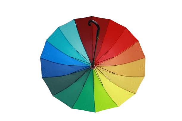 PARASOL WIELKI TĘCZOWY ŚR120CM KOLOROWY 16ROZPORNIKÓW E1917 EMAJ