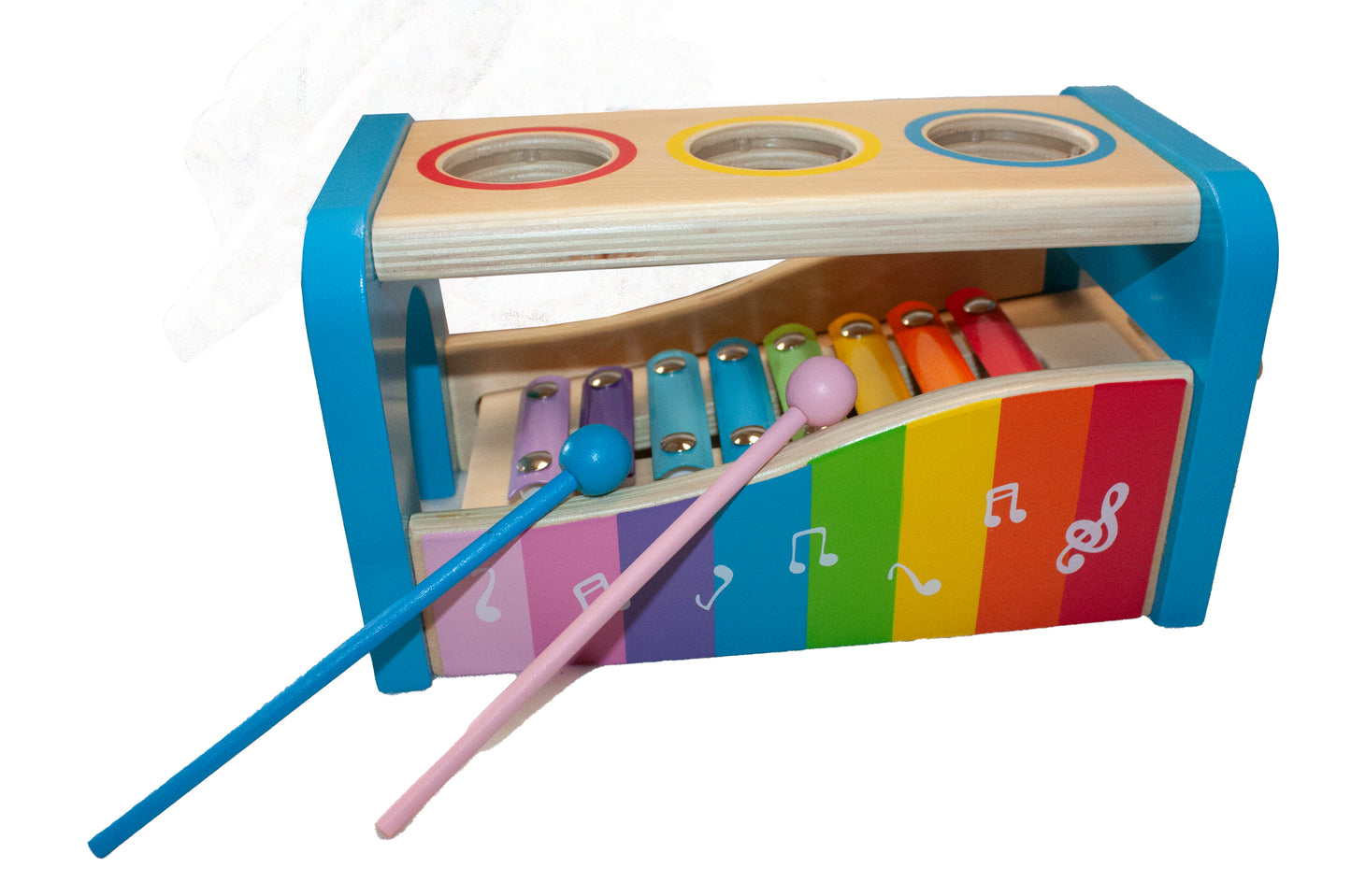 WBIJANKA EDUKACYJNA Z CYMBAŁKAMI 2W1 KULKI MŁOTEK 25CM EMAJ