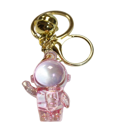 BRELOK KOSMONAUTA PRZEZROCZYSTY LUSTRZANKA ZŁOTE ZAPIĘCIA 4CM E2187 EMAJ
