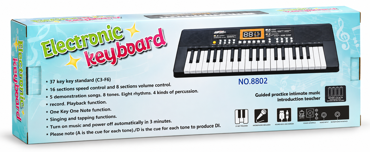 KEYBOARD DLA DZIECI 37 KLAWISZY ZABAWKA PIANINKO MIKROFON USB E2803 EMAJ