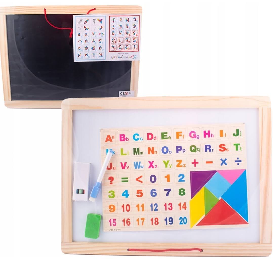 TABLICA DREWNIANA DWUSTRONNA 44CM KREDA E2365 EMAJ