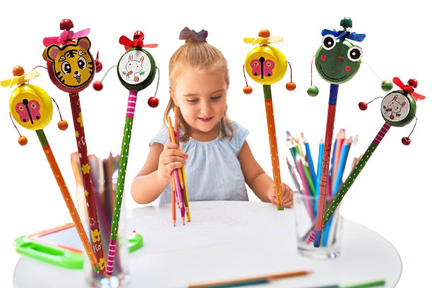 OŁÓWEK DREWNIANY 22CM MIX WZORÓW I KOLORÓW WIATRACZEK E2202 EMAJ