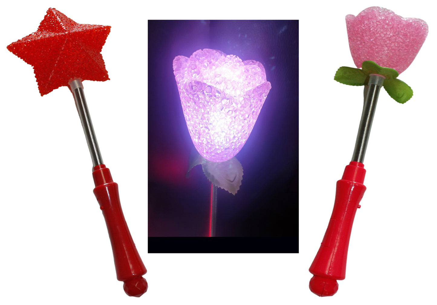 ŚWIECĄCA GWIAZDA NA SPRĘŻYNIE GUMOWE KSZTAŁTY LED 36CM GADŻETY ŚWIECĄCE E1300 EMAJ