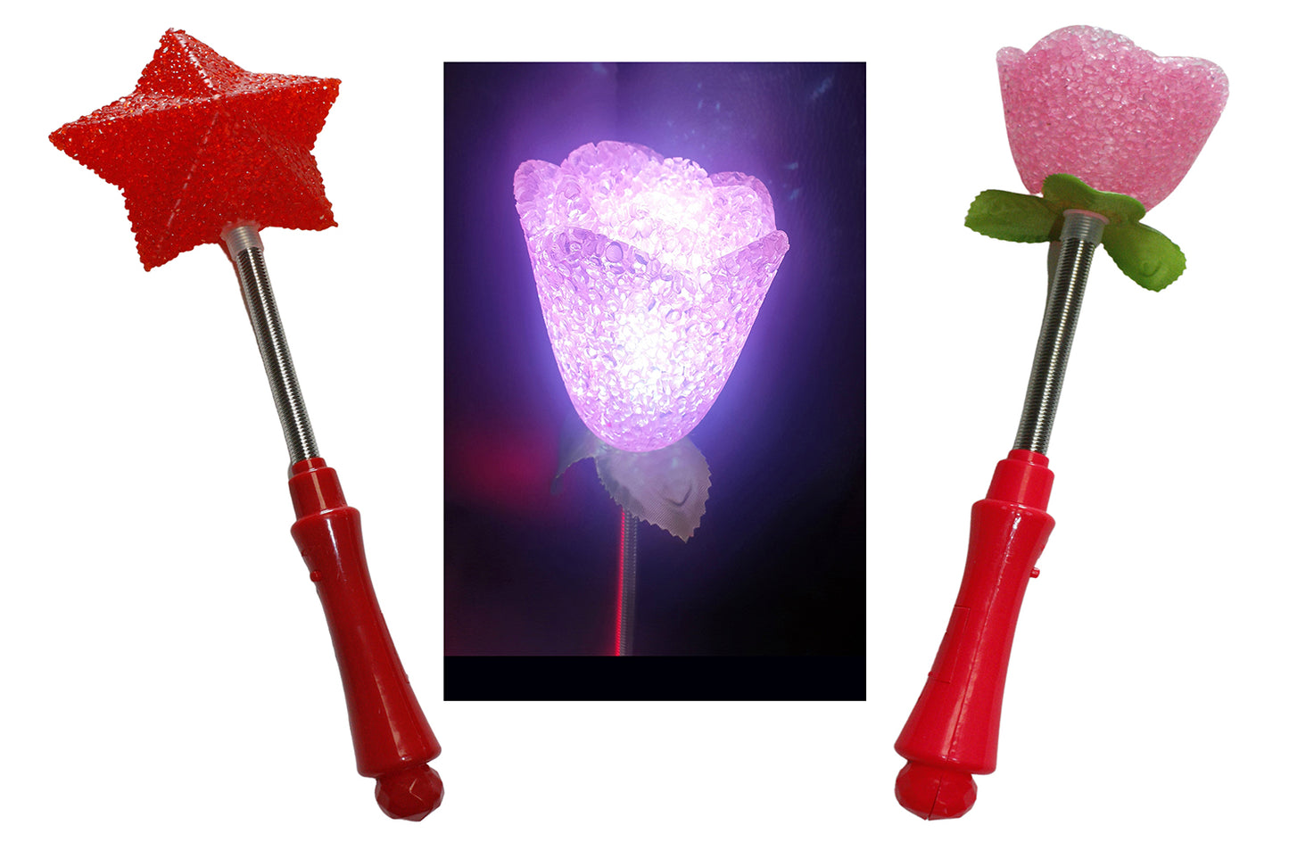 ŚWIECĄCA GWIAZDA NA SPRĘŻYNIE GUMOWE KSZTAŁTY LED 36CM GADŻETY ŚWIECĄCE E1300 EMAJ