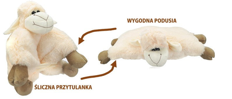 PODUSZKA MASKOTKA 2W1 OWCA Z NAPISEM LUB CZYSTA 60CM E1876 EMAJ