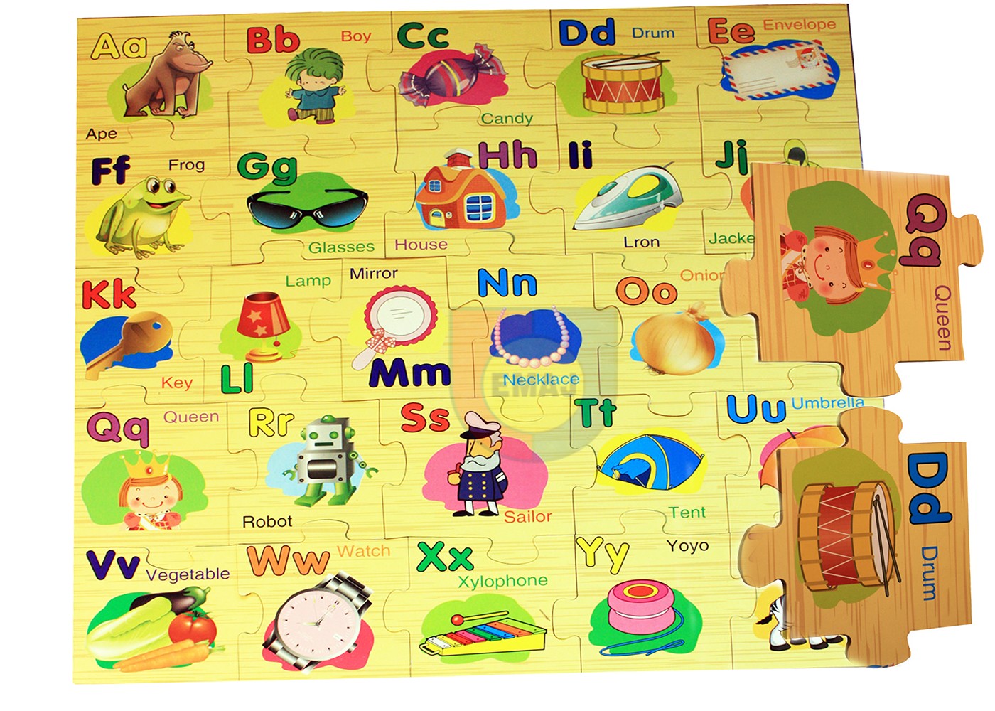 PUZZLE DREWNIANE SŁOWA ANGIELSKIE MAZAKI PUZZLE EDUKACYJNE EMAJ