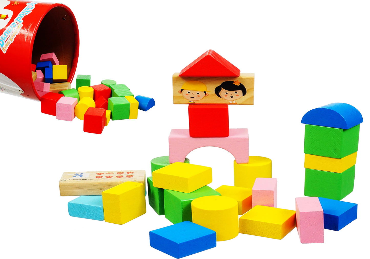 DREWNIANE KLOCKI KOLOROWE KLOCKI 41 EL.PUDEŁKO SORTER E0641 EMAJ