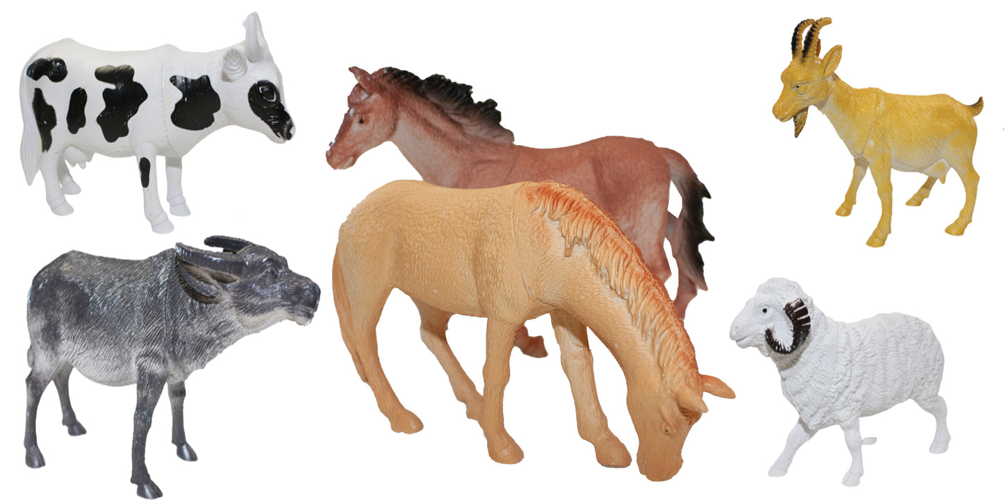 ZWIERZĘTA FARMA 6 SZT. KRÓWKI KONIE KOZIOŁEK BARAN E1460 EMAJ
