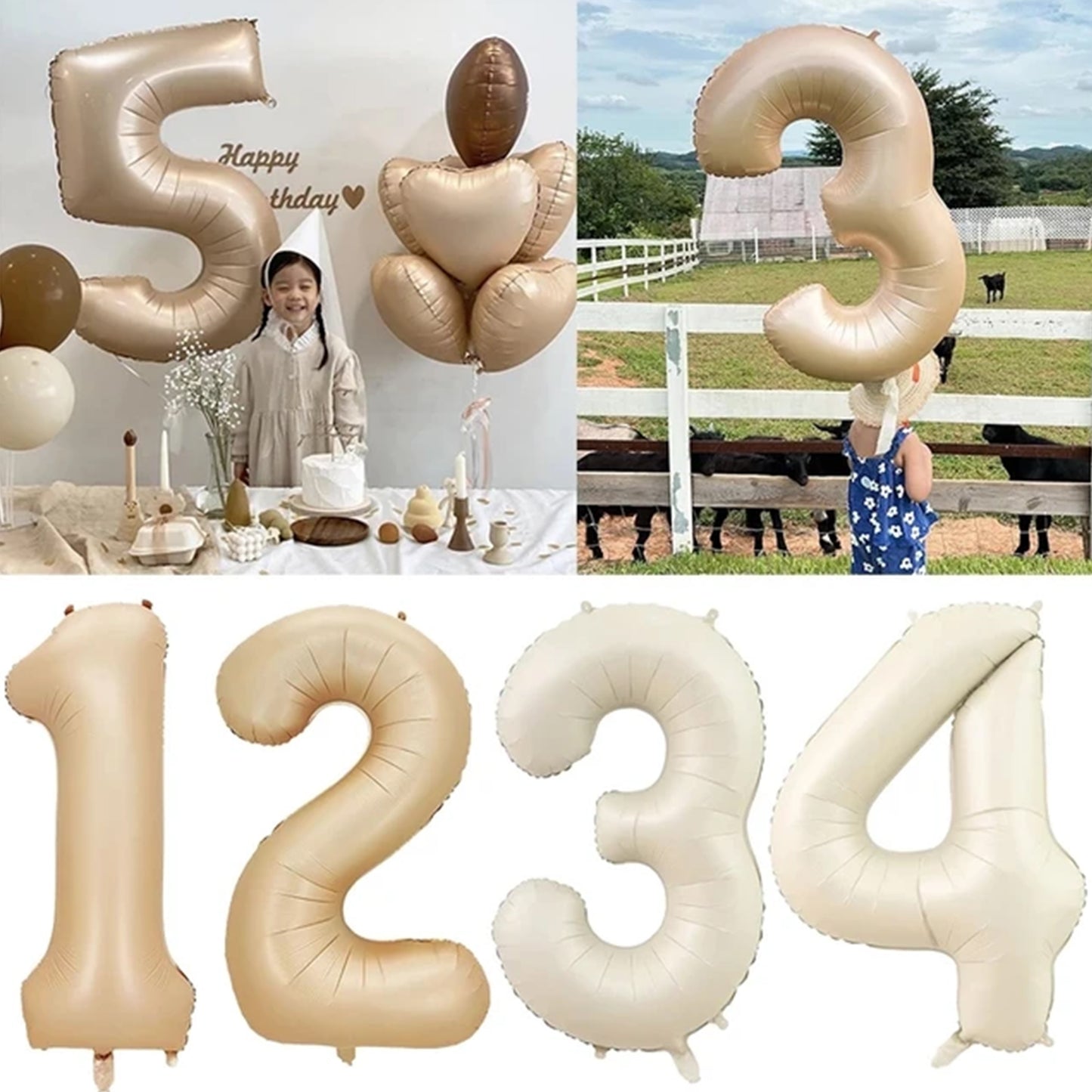 BALON 70CM CYFRA URODZINY KREMOWE MAT E1502 EMAJ