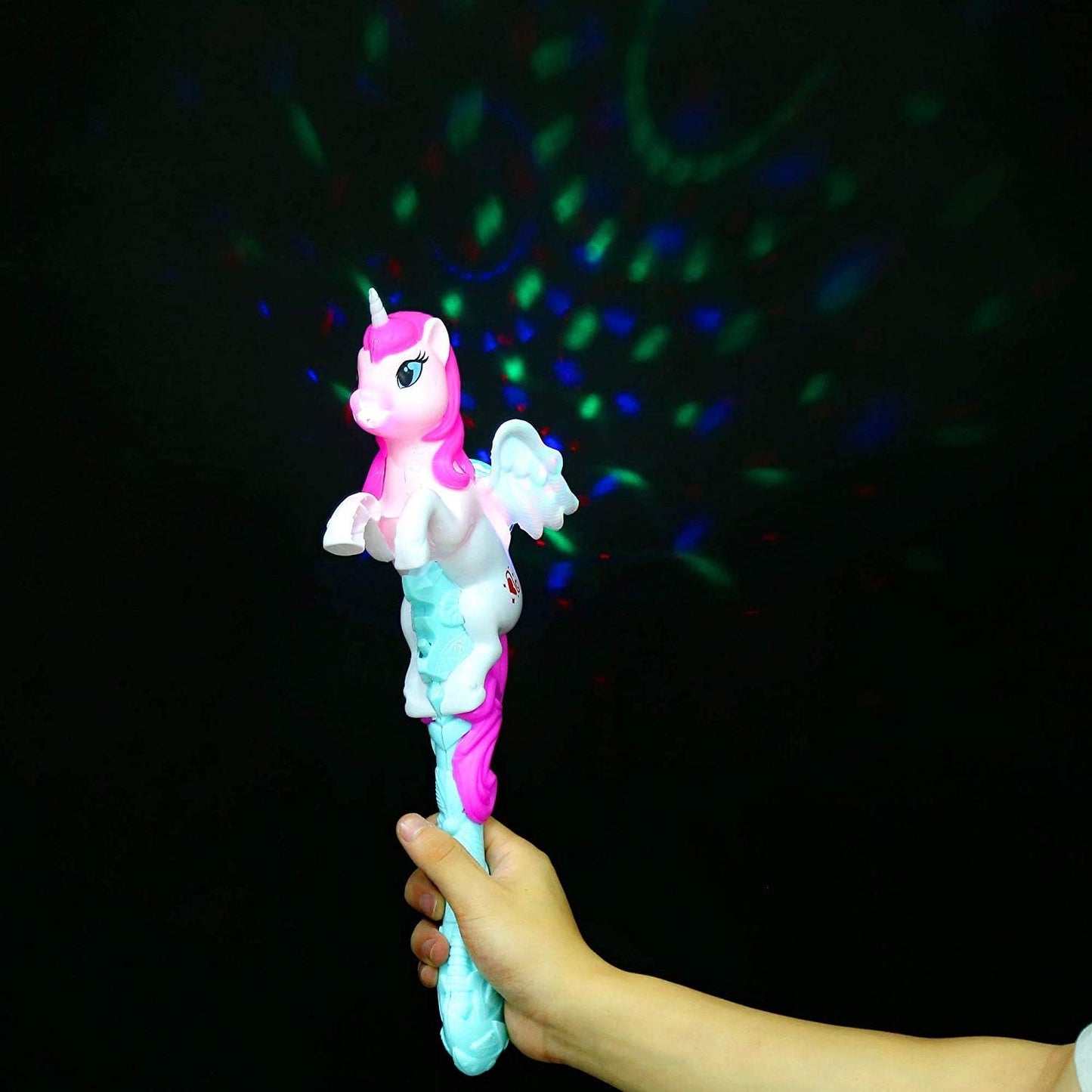 RÓŻDŻKA JEDNOROŻEC KULA DISCO ŚWIATŁA LED MUZYKA 40CM E2092 EMAJ