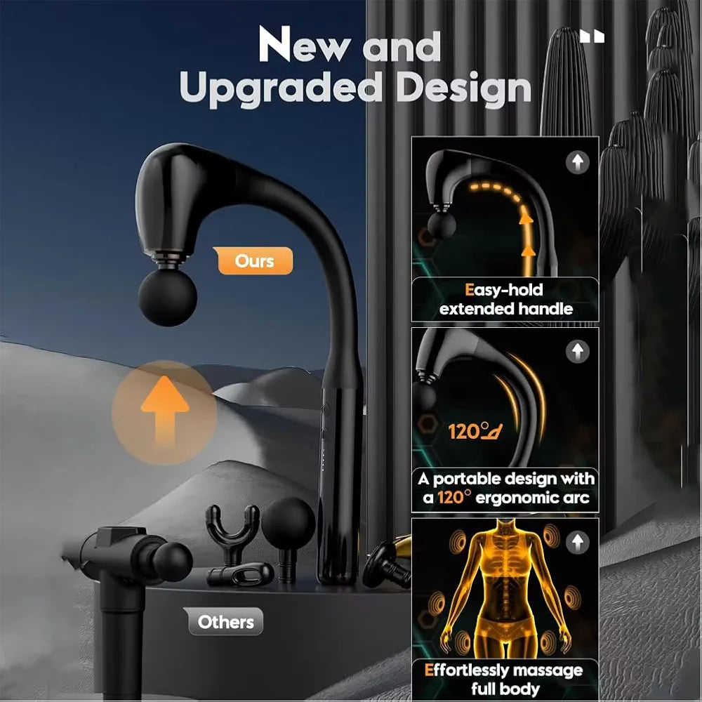 MASAŻER PISTOLETOWY MDHL MASAŻ MIĘŚNI 5 PRĘDKOŚCI 4 GŁOWICE E2570 EMAJ