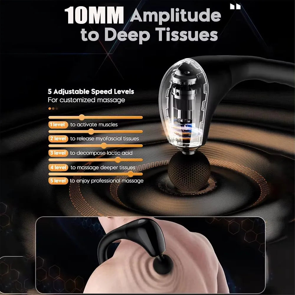 MASAŻER PISTOLETOWY MDHL MASAŻ MIĘŚNI 5 PRĘDKOŚCI 4 GŁOWICE E2570 EMAJ