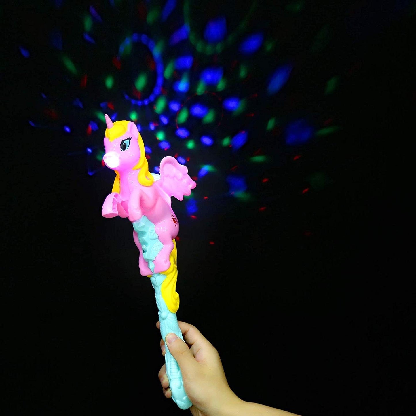 RÓŻDŻKA JEDNOROŻEC KULA DISCO ŚWIATŁA LED MUZYKA 40CM E2092 EMAJ
