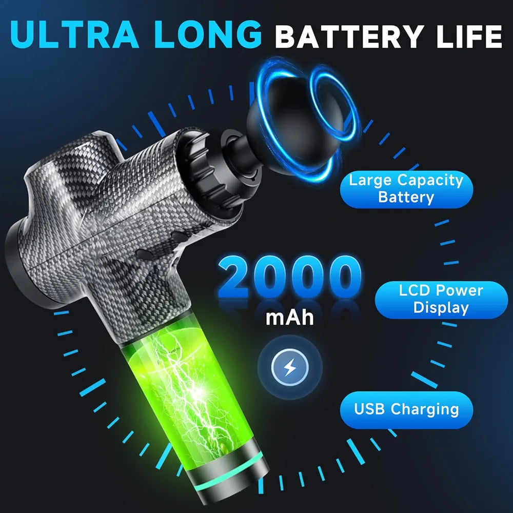 PISTOLET DO MASAŻU MASAŻER WALIZKA KOMPLETNY ZESTAW 6 GŁOWIC E2659 EMAJ