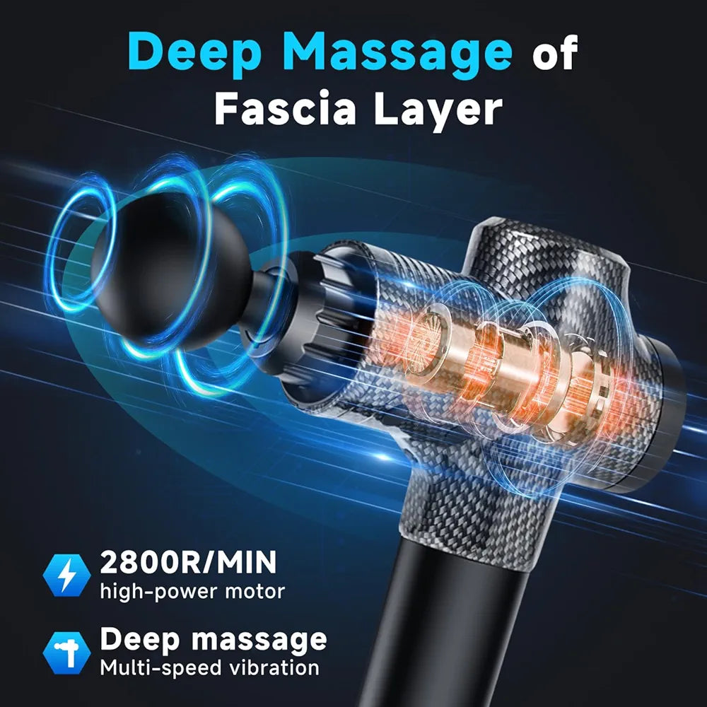 PISTOLET DO MASAŻU MASAŻER WALIZKA KOMPLETNY ZESTAW 6 GŁOWIC E2659 EMAJ