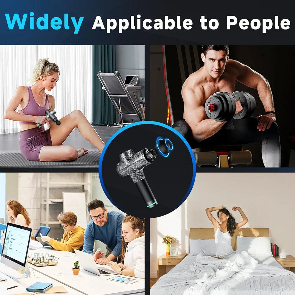 PISTOLET DO MASAŻU MASAŻER WALIZKA KOMPLETNY ZESTAW 6 GŁOWIC E2659 EMAJ