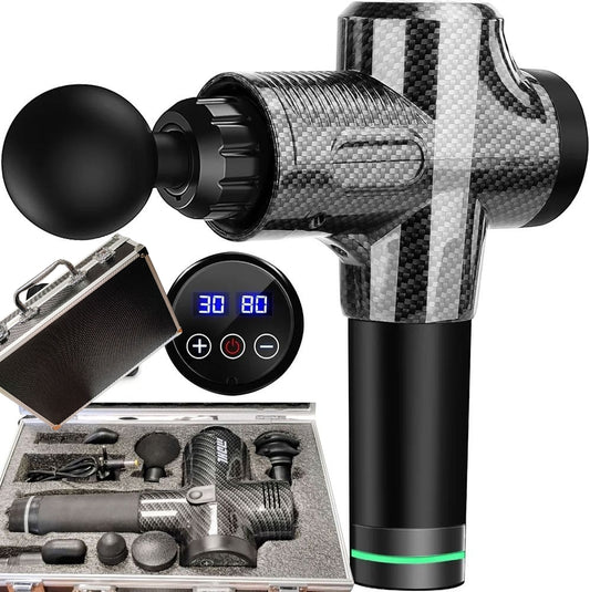 PISTOLET DO MASAŻU MASAŻER WALIZKA KOMPLETNY ZESTAW 6 GŁOWIC E2659 EMAJ