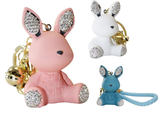 BRELOK KRÓLICZEK ZDOBIONY CYRKONIAMI 7CM ZŁOTE ZAPIĘCIA E1968 EMAJ