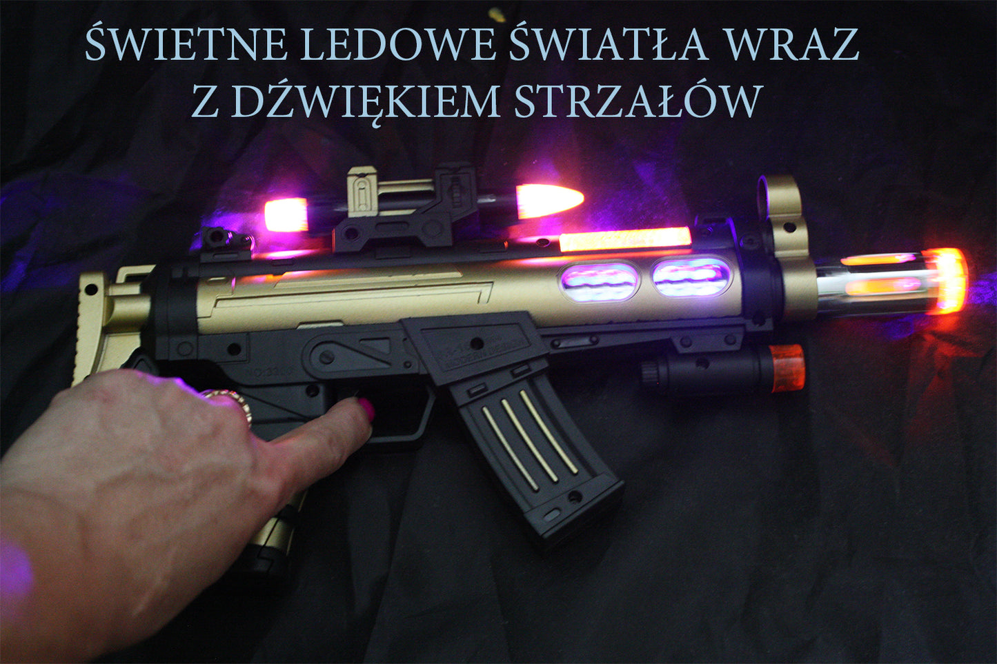 KARABIN PODŚWIETLANY PISTOLET  LASER 33cm DŹWIĘK E0429 EMAJ