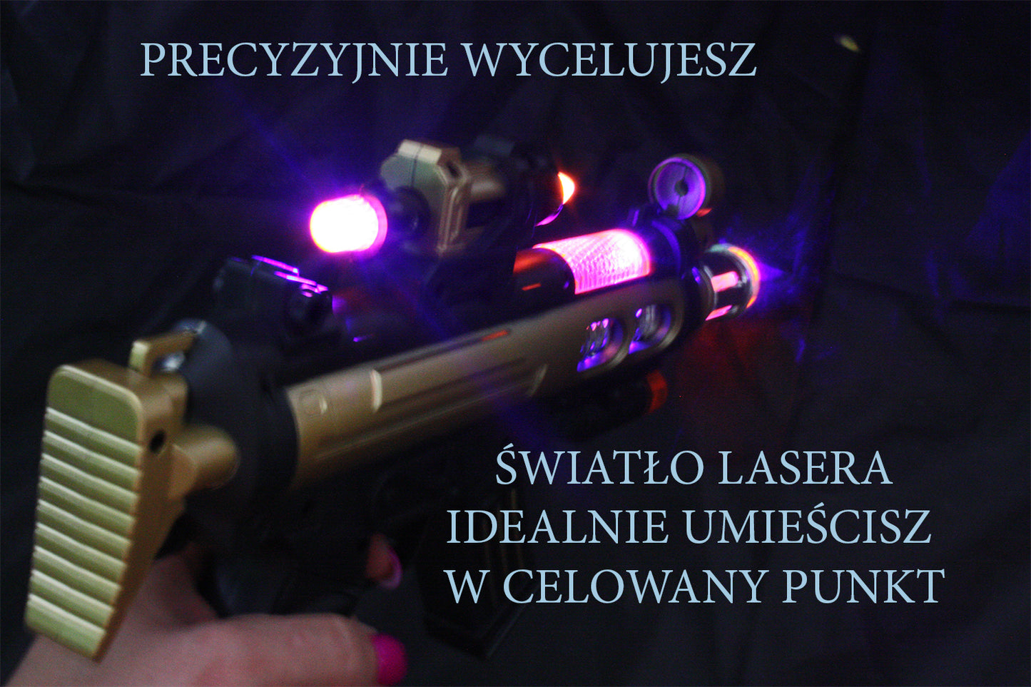 KARABIN PODŚWIETLANY PISTOLET  LASER 33cm DŹWIĘK E0429 EMAJ