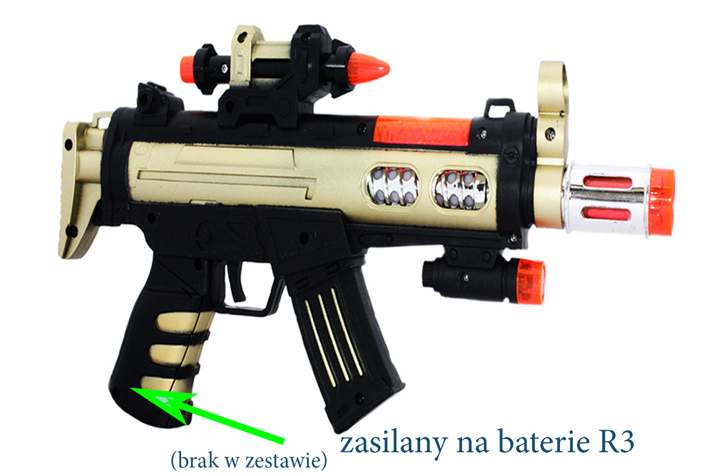 KARABIN PODŚWIETLANY PISTOLET  LASER 33cm DŹWIĘK E0429 EMAJ