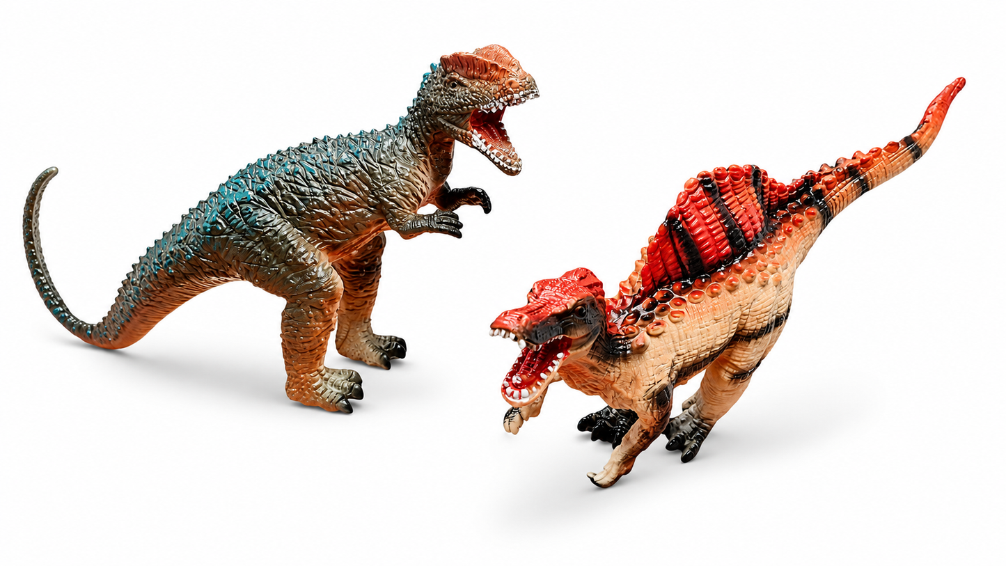 ZESTAW 4 SZTUK DINOZAURÓW GUMOWYCH 25–30CM MIĘKKIE FIGURKI DINO E1186 EMAJ