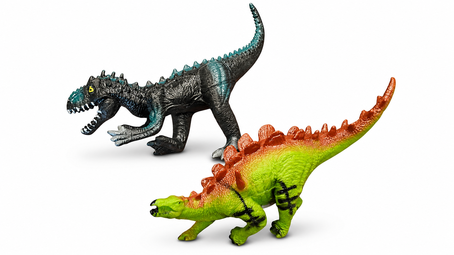 ZESTAW 4 SZTUK DINOZAURÓW GUMOWYCH 25–30CM MIĘKKIE FIGURKI DINO E1186 EMAJ