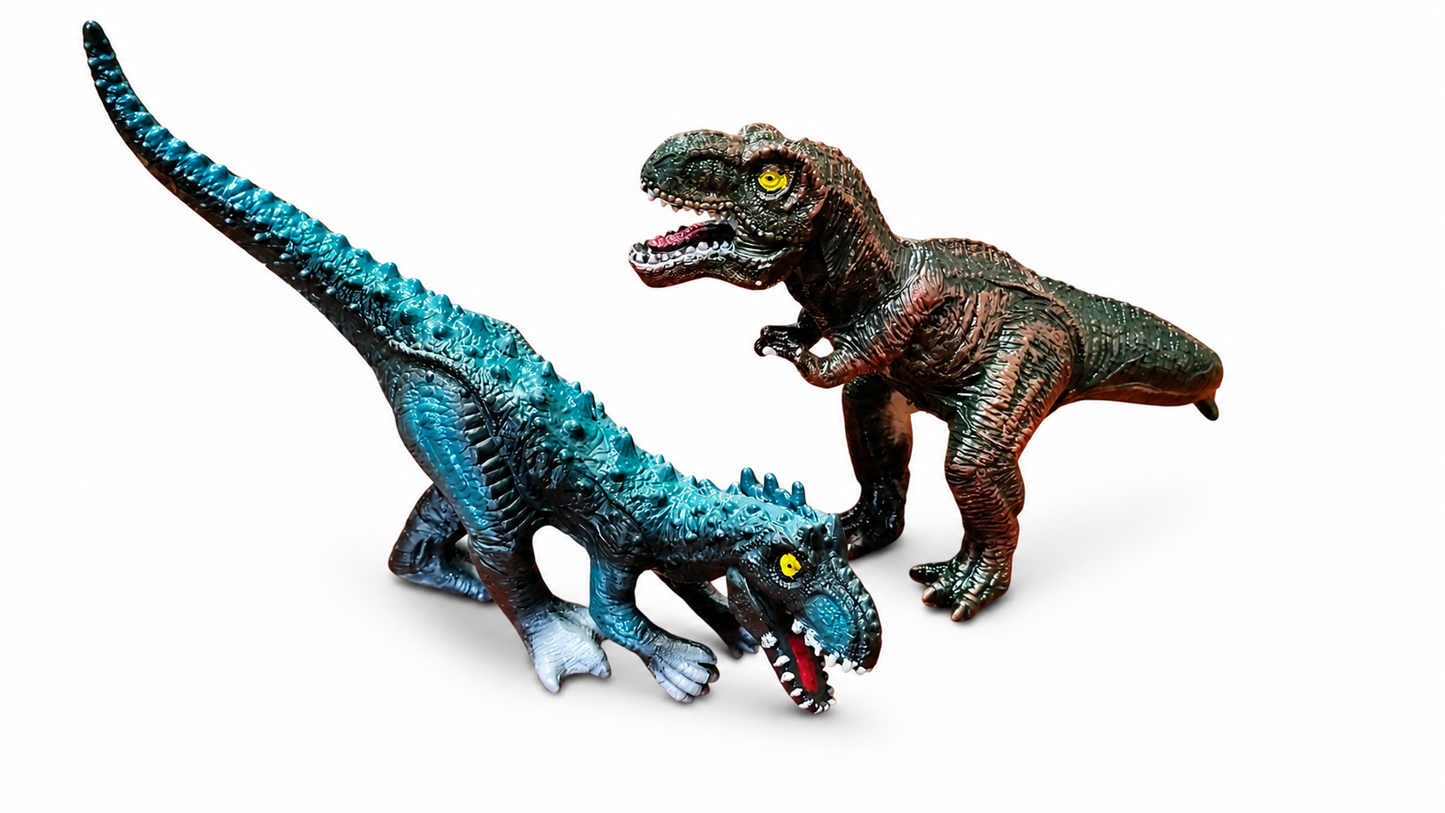 ZESTAW 4 SZTUK DINOZAURÓW GUMOWYCH 25–30CM MIĘKKIE FIGURKI DINO E1186 EMAJ