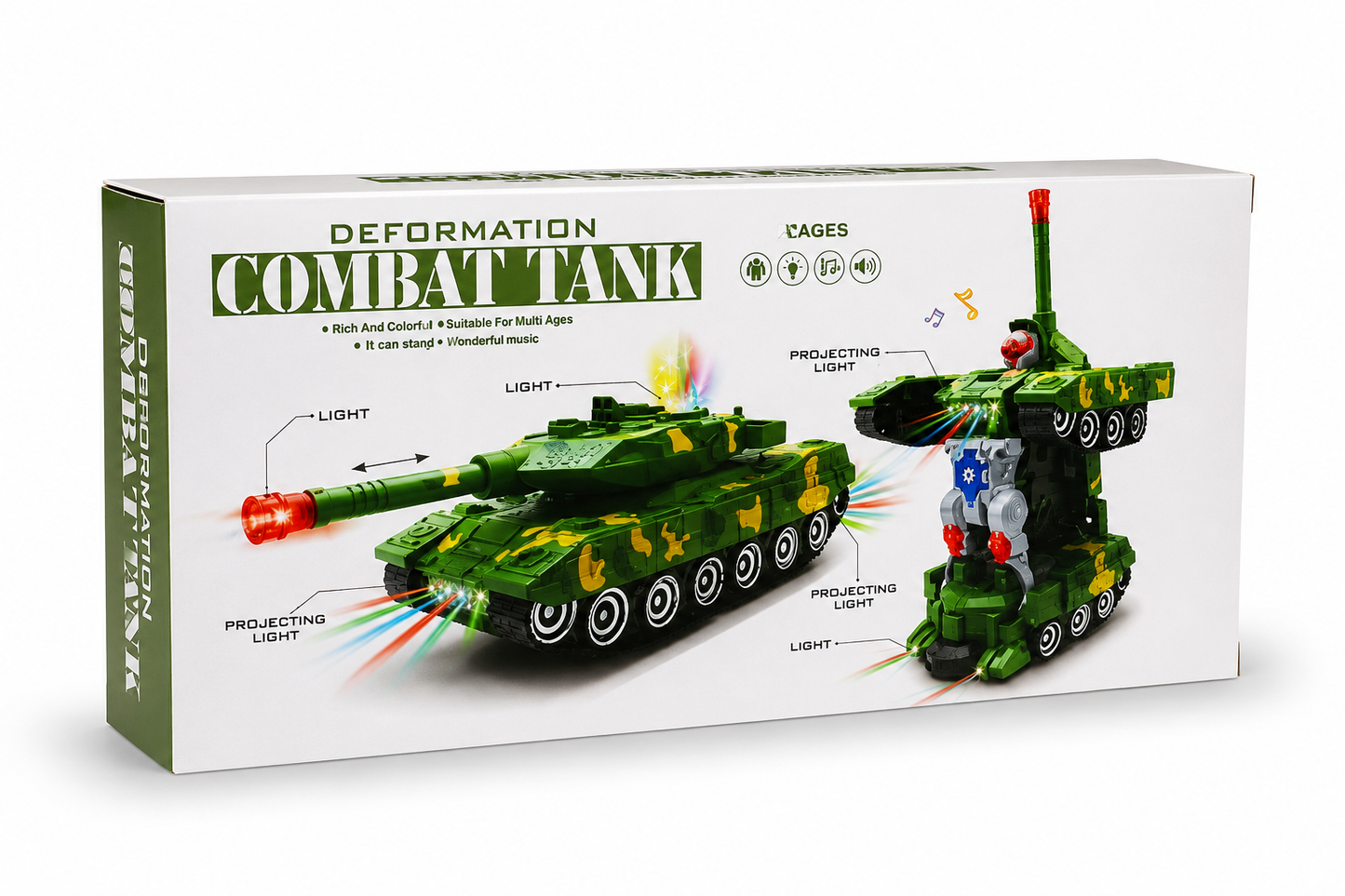CZOŁG INTERAKTYWNY 2w1 ROBOT EFEKTY ŚWIETLNE I DŹWIĘKOWE E1163 E2006 EMAJ