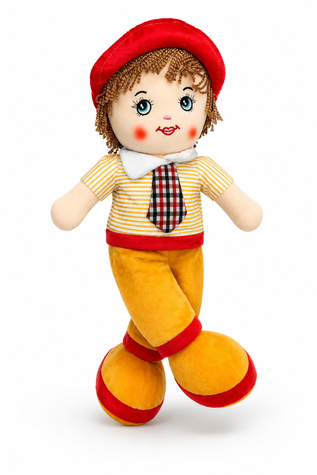 DUŻA LALKA SZMACIANA W KRAWACIE W STYLU RETRO SZMACIANKA 46CM E2254 EMAJ