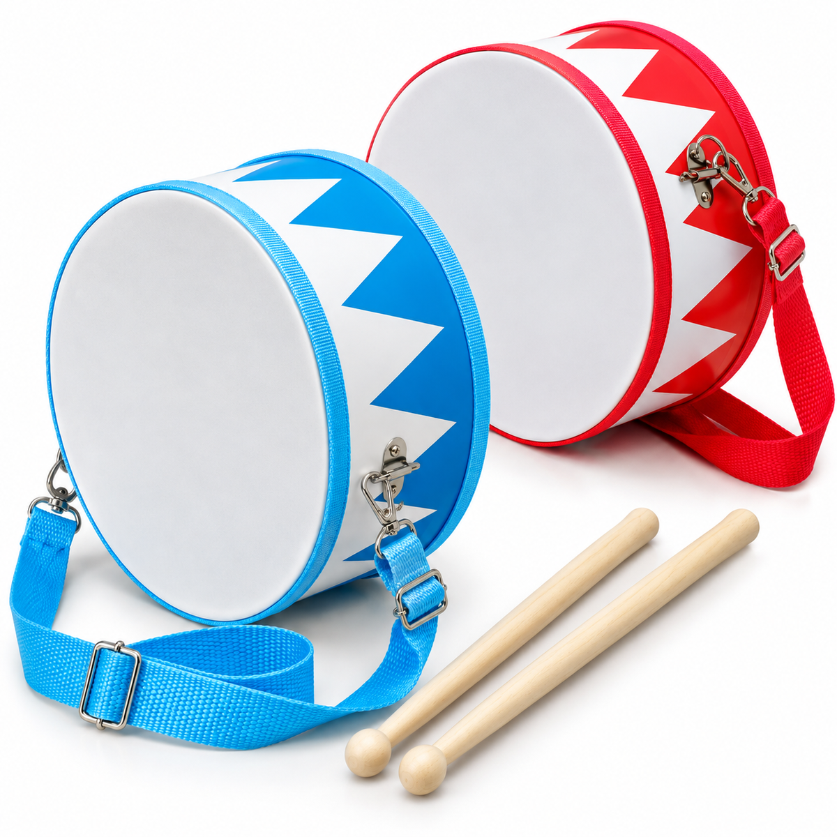 MUZYCZNY BĘBENEK DLA DZIECI Z PAŁECZKAMI 25CM + PASEK 2 KOLORY E2810 EMAJ