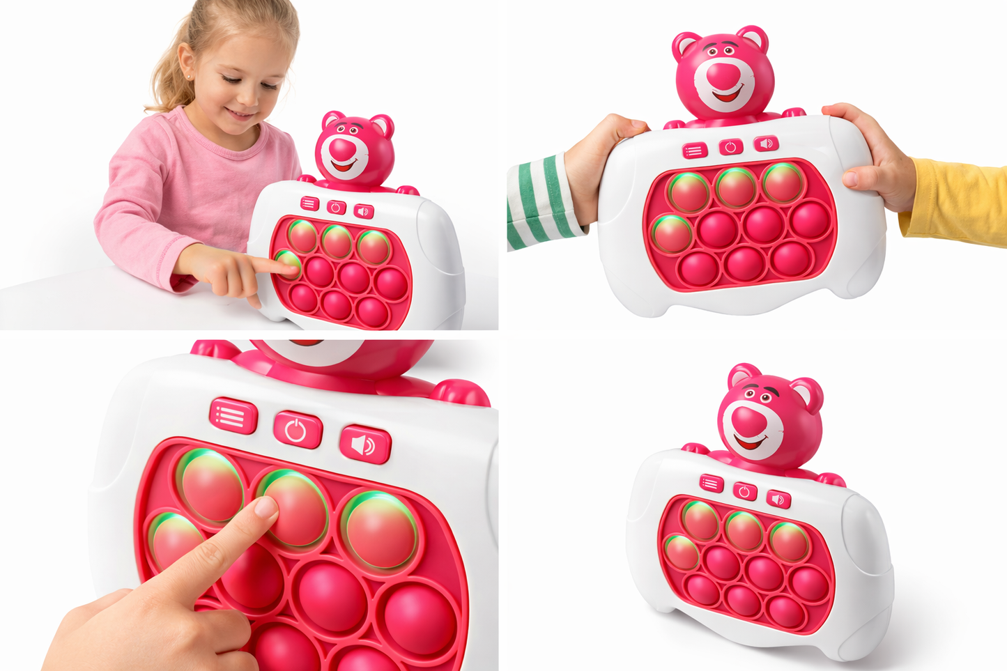 GRA POP IT SENSORYCZNA ANTYSTRESOWA GRA MIŚ RÓŻOWY SPEED PUSH E2313 EMAJ