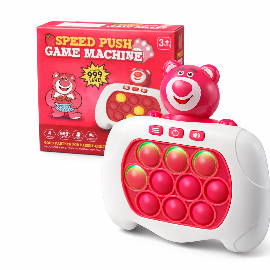 GRA POP IT SENSORYCZNA ANTYSTRESOWA GRA MIŚ RÓŻOWY SPEED PUSH E2313 EMAJ