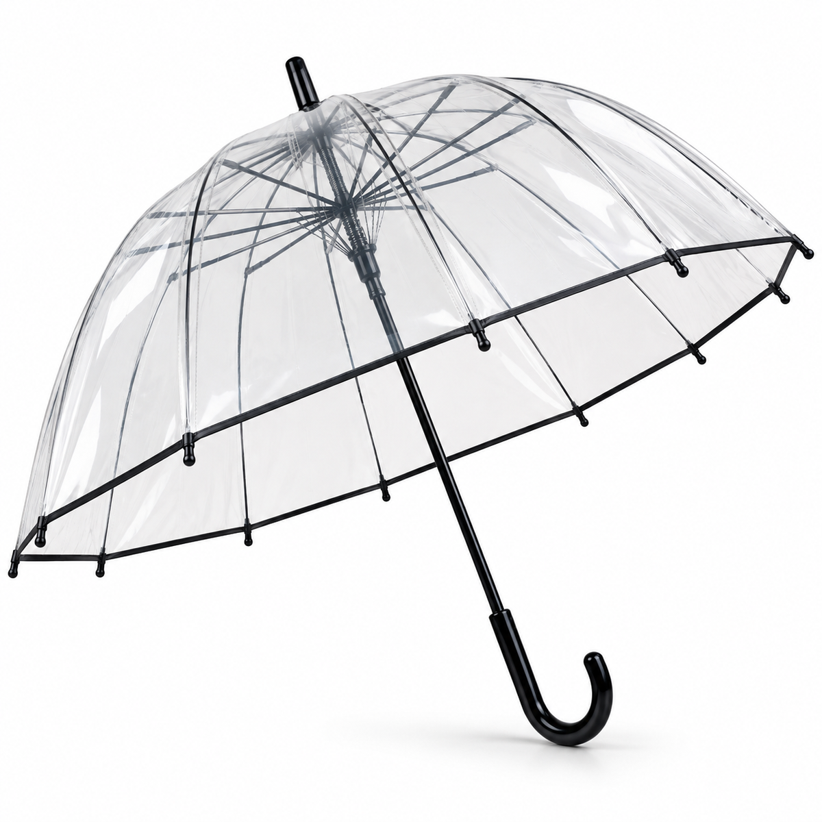 PARASOL PRZEZROCZYSTY Z CZARNYM WYKOŃCZENIEM 93CM 16 ROZPÓRNIKÓW E2021 EMAJ