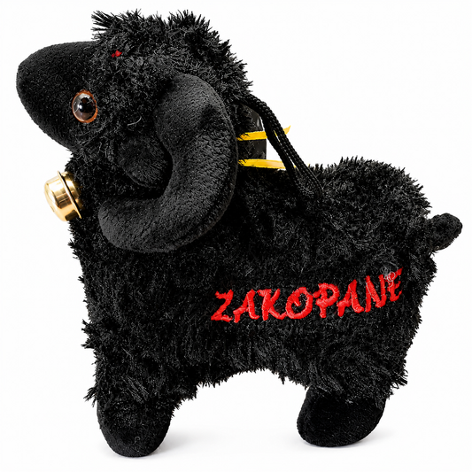 MASKOTKA CZARNA OWIECZKA BECZĄCA Z NAPISEM ZAKOPANE 17CM OWCA E2790 EMAJ
