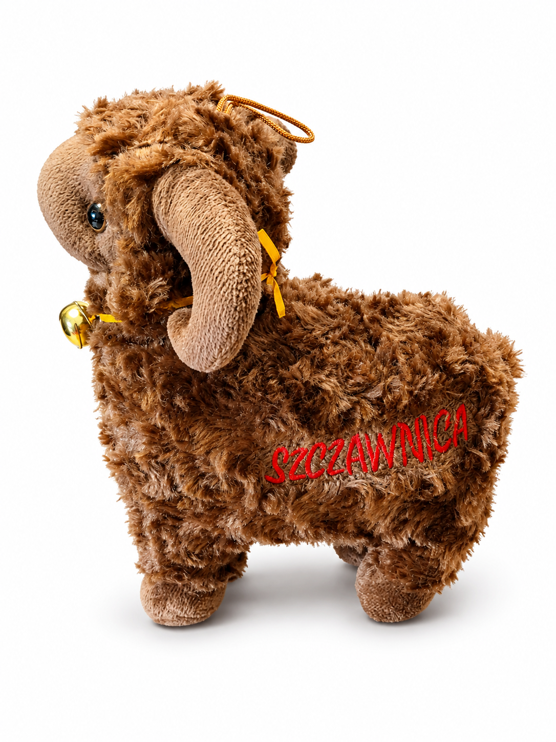 MASKOTKA OWIECZKA BRĄZOWA 17CM – SZCZAWNICA OWCA BECZĄCA Z DZWONECZKIEM E2785 EMAJ