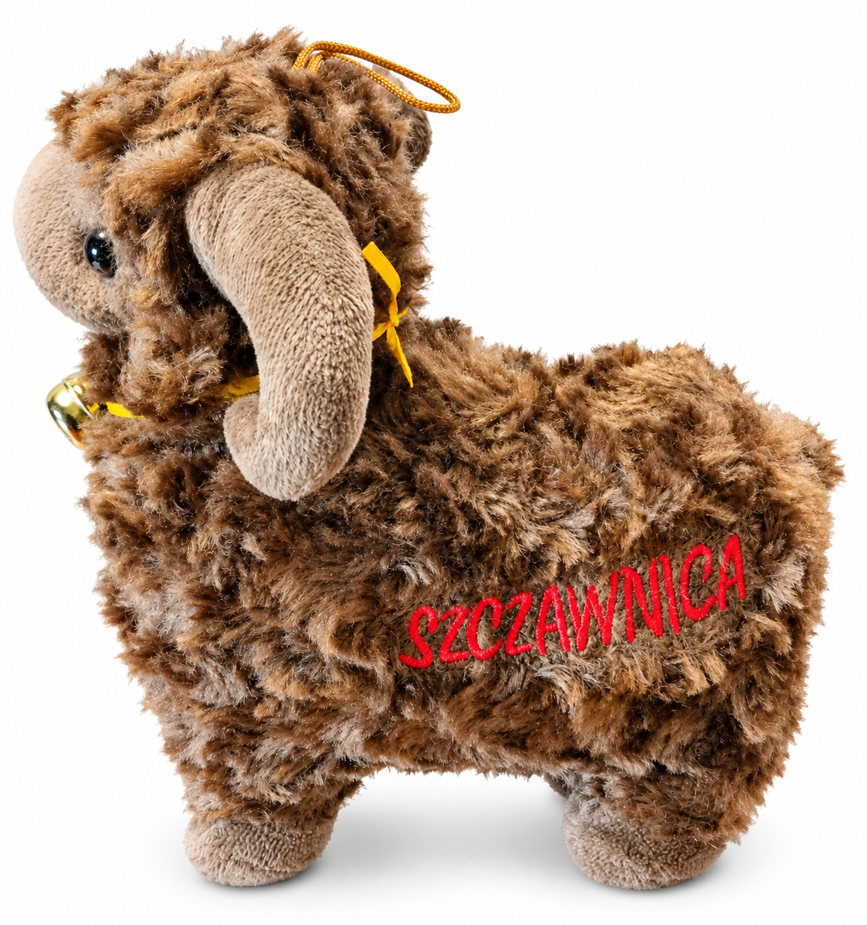 MASKOTKA OWCA BRĄZOWA 25CM OWIECZKA Z NAPISEM SZCZAWNICA Z DZWONECZKIEM E2788 EMAJ