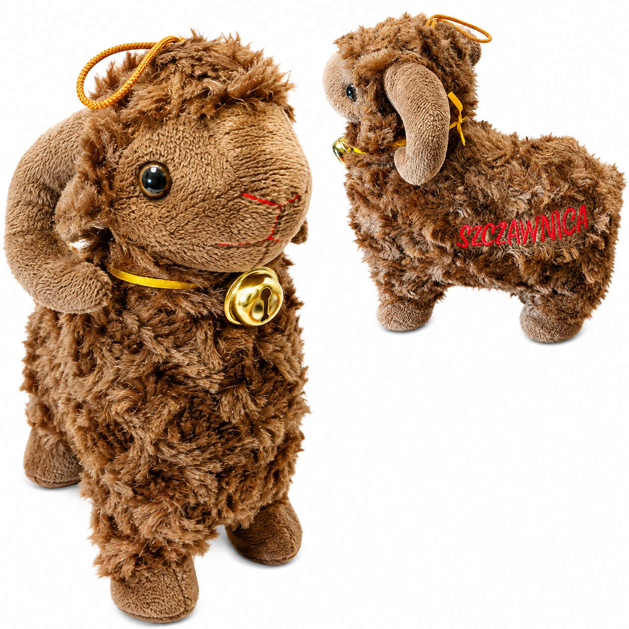 MASKOTKA OWCA BRĄZOWA 25CM OWIECZKA Z NAPISEM SZCZAWNICA Z DZWONECZKIEM E2788 EMAJ