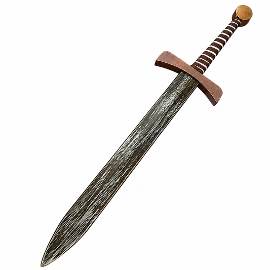 DREWNIANY MIECZ RYCERSKI STYLIZOWANY 57cm REKWIZYT ZABAWKA E1192 EMAJ