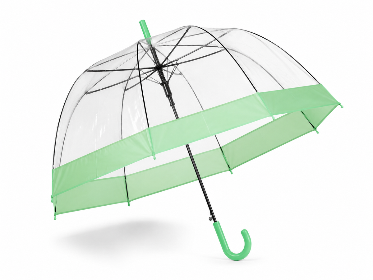 PARASOL DZIECIĘCY TRANSPARENTNY Z KOLOROWĄ OBWOLUTĄ ŚR 85CM E2024 EMAJ
