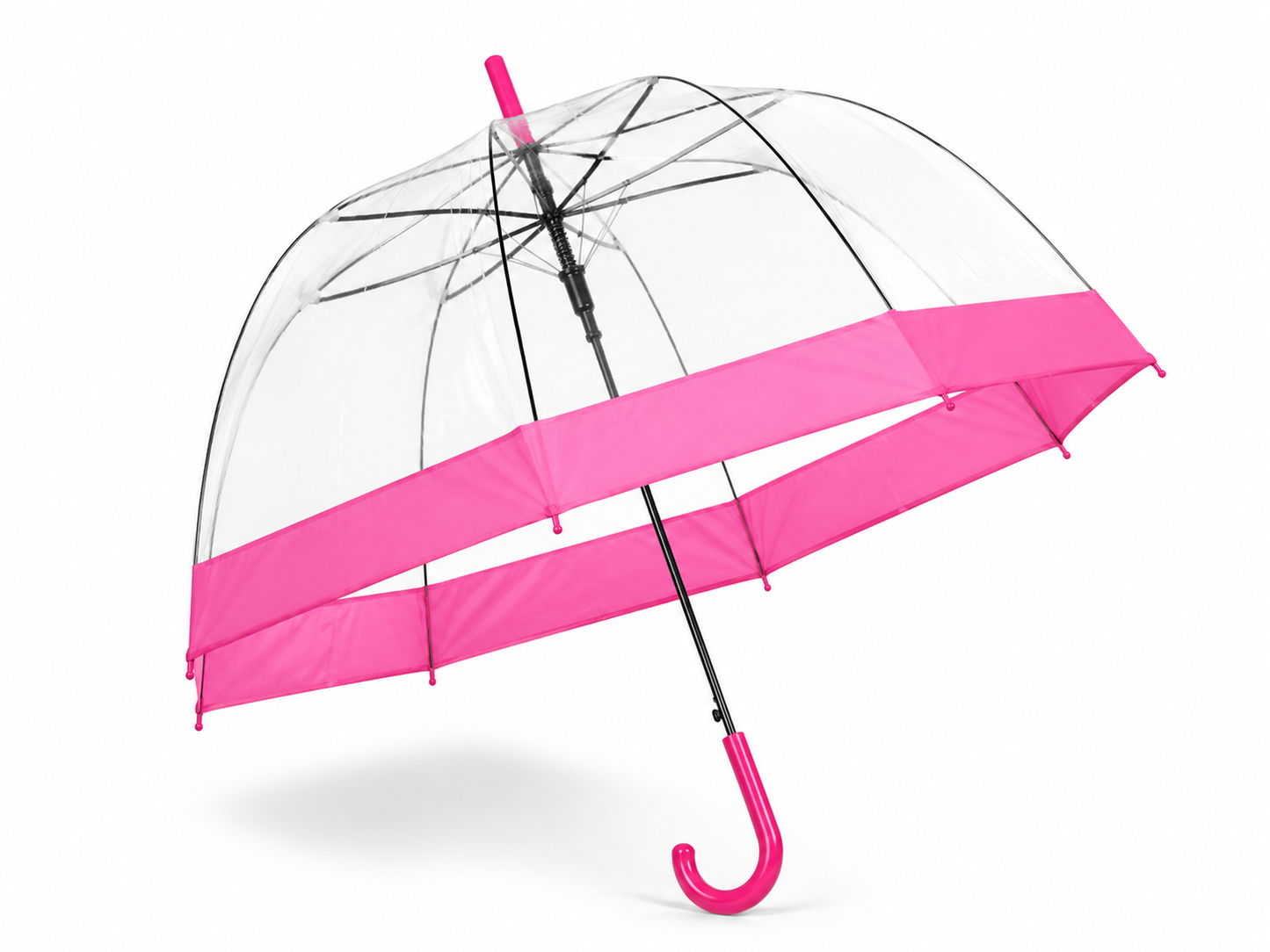 PARASOL DZIECIĘCY TRANSPARENTNY Z KOLOROWĄ OBWOLUTĄ ŚR 85CM E2024 EMAJ