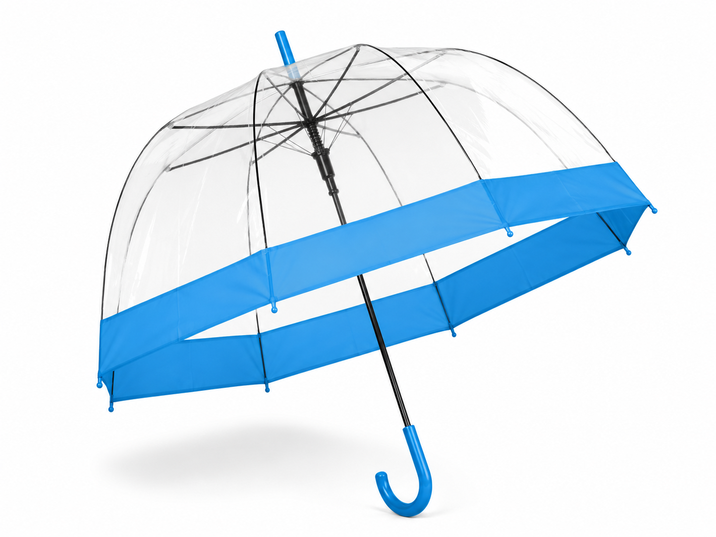 PARASOL DZIECIĘCY TRANSPARENTNY Z KOLOROWĄ OBWOLUTĄ ŚR 85CM E2024 EMAJ