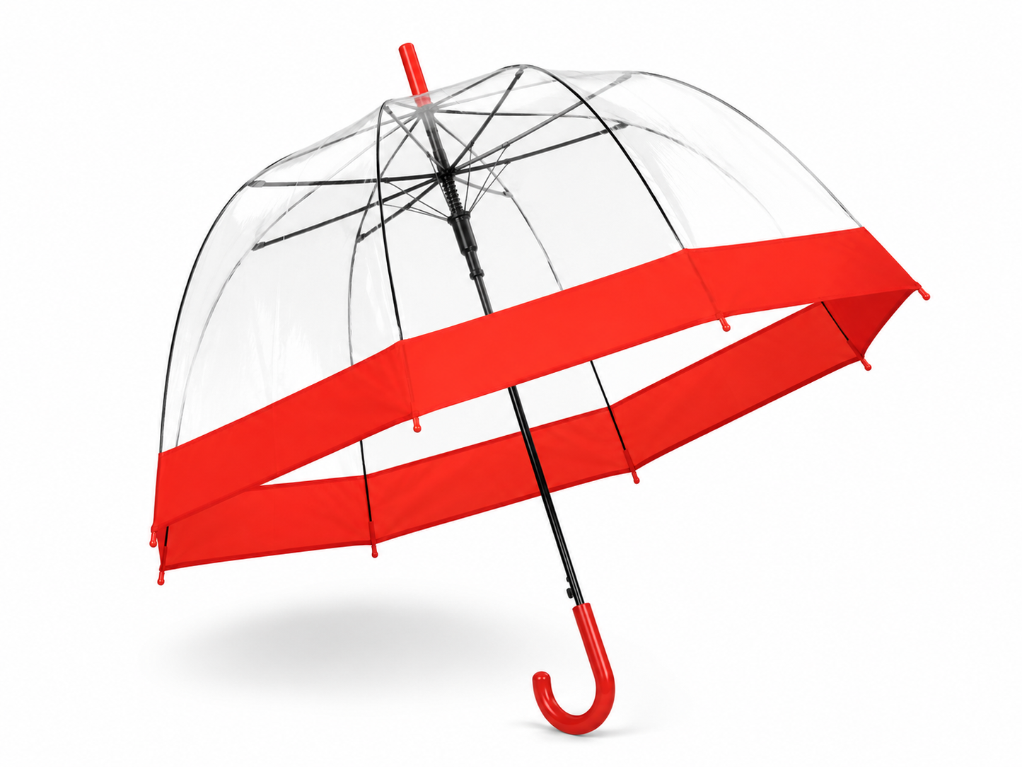 PARASOL DZIECIĘCY TRANSPARENTNY Z KOLOROWĄ OBWOLUTĄ ŚR 85CM E2024 EMAJ