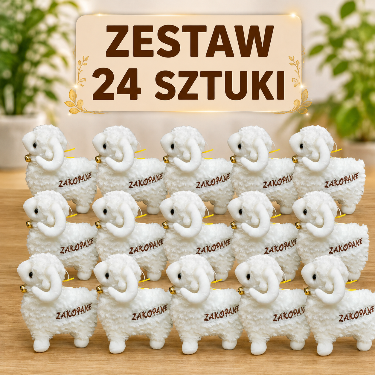 MASKOTKA OWIECZKA ZESTAW 24 SZTUKI BECZĄCA OWCA Z NAPISEM BARANEK ZAKOPANE 17 CM E0766 EMAJ –