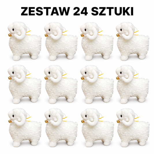 MASKOTKA OWIECZKA ZESTAW 24 SZTUKI BECZĄCA OWCA BEZ NAPISU BARANEK  17 CM E0766 EMAJ
